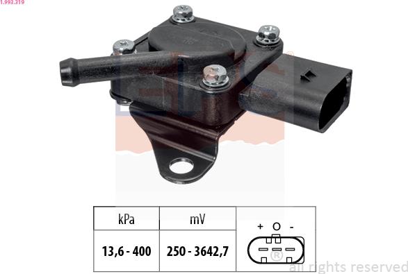 EPS 1.993.319 - Датчик, тиск вихлопних газів autozip.com.ua