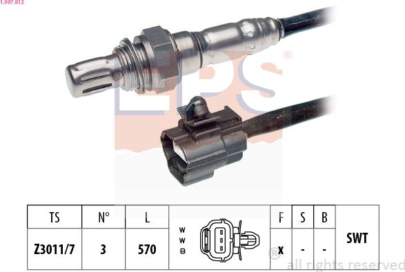 EPS 1.997.912 - Лямбда-зонд, датчик кисню autozip.com.ua