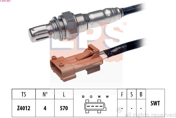 EPS 1.997.067 - Лямбда-зонд, датчик кисню autozip.com.ua