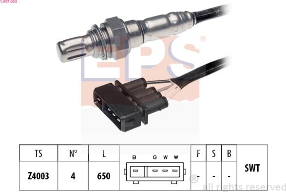 EPS 1.997.033 - Лямбда-зонд, датчик кисню autozip.com.ua