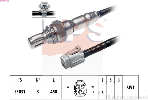 EPS 1.997.866 - Лямбда-зонд, датчик кисню autozip.com.ua