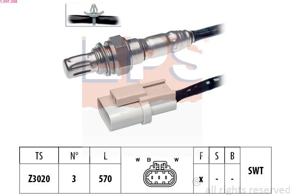 EPS 1.997.398 - Лямбда-зонд, датчик кисню autozip.com.ua