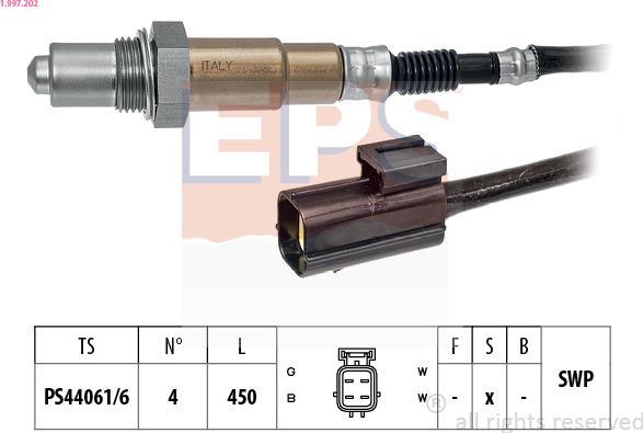 EPS 1.997.202 - Лямбда-зонд, датчик кисню autozip.com.ua