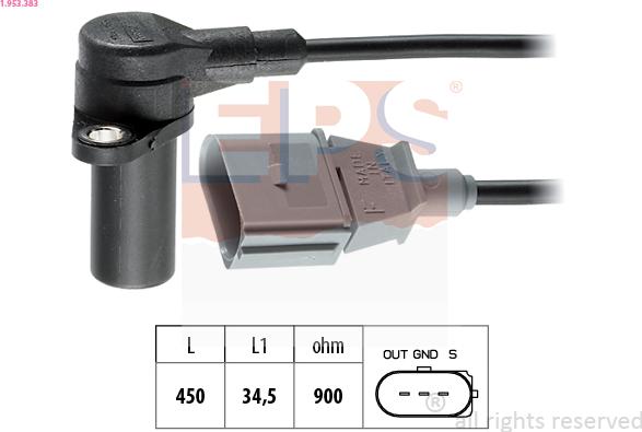 EPS 1.953.383 - Датчик імпульсів, колінчастий вал autozip.com.ua
