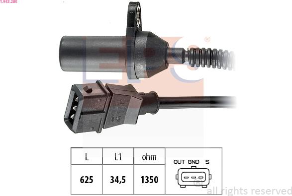 EPS 1.953.285 - Датчик імпульсів, колінчастий вал autozip.com.ua