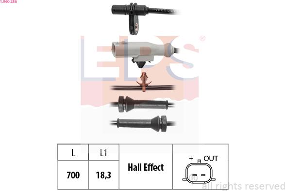 EPS 1.960.256 - Датчик ABS, частота обертання колеса autozip.com.ua