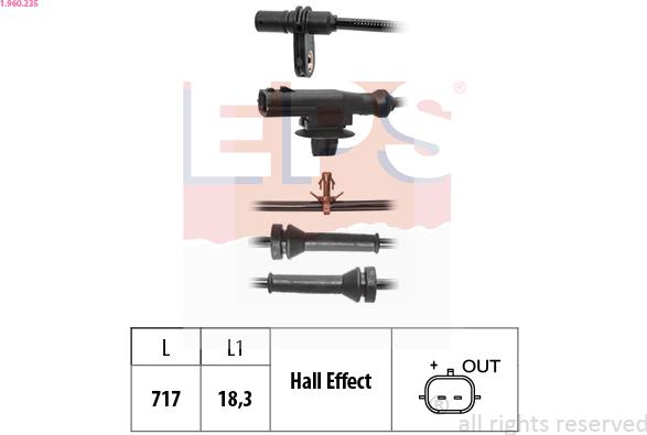 EPS 1.960.235 - Датчик ABS, частота обертання колеса autozip.com.ua