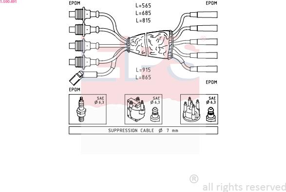 EPS 1.500.491 - Комплект проводів запалювання autozip.com.ua