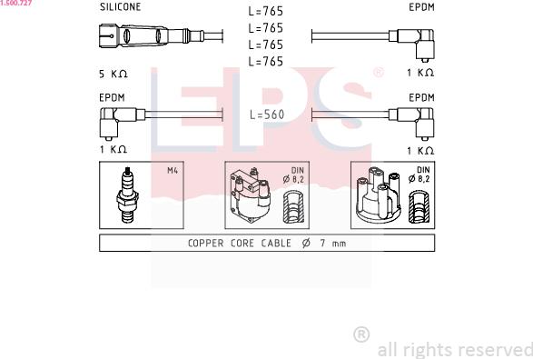EPS 1.500.727 - Комплект проводів запалювання autozip.com.ua