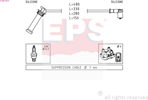 EPS 1.501.614 - Комплект проводів запалювання autozip.com.ua