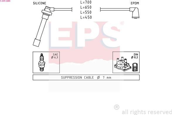 EPS 1.501.686 - Комплект проводів запалювання autozip.com.ua