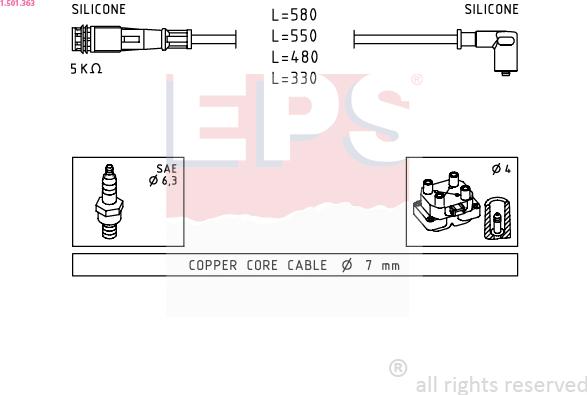 EPS 1.501.363 - Комплект проводів запалювання autozip.com.ua
