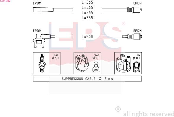 EPS 1.501.332 - Комплект проводів запалювання autozip.com.ua