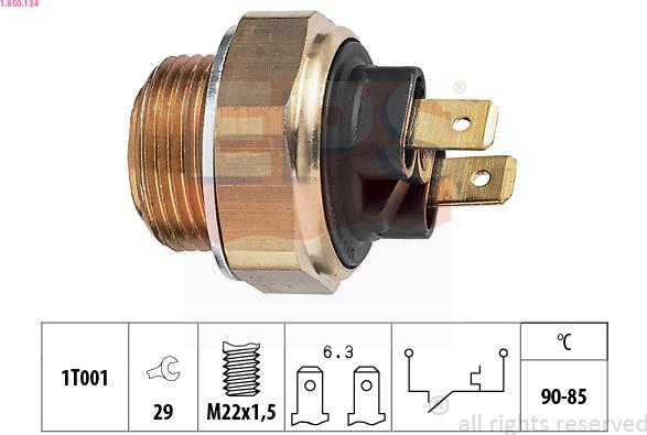 EPS 1.850.134 - Датчик включення вентилятора Daewoo Lanos-Nexia 1.5 90°C-85°C autozip.com.ua