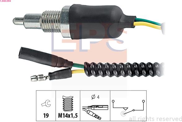 EPS 1.860.094 - Датчик, контактний перемикач, фара заднього ходу autozip.com.ua