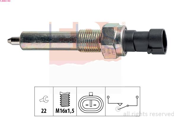 EPS 1.860.143 - Датчик, контактний перемикач, фара заднього ходу autozip.com.ua