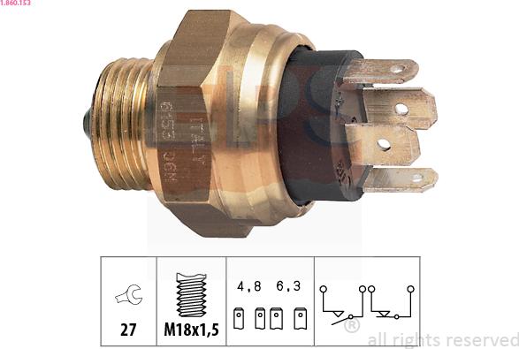 EPS 1.860.153 - Датчик, контактний перемикач, фара заднього ходу autozip.com.ua