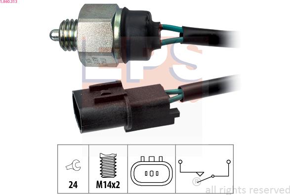 EPS 1.860.313 - Датчик, контактний перемикач, фара заднього ходу autozip.com.ua