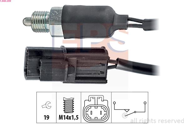 EPS 1.860.209 - Датчик, контактний перемикач, фара заднього ходу autozip.com.ua