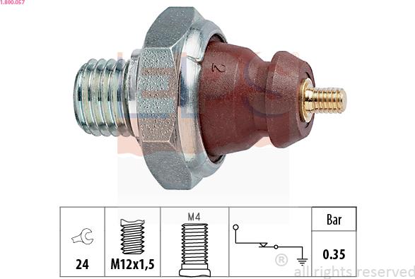 EPS 1.800.057 - Датчик, тиск масла autozip.com.ua