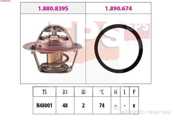 EPS 1.880.839 - Термостат, охолоджуюча рідина autozip.com.ua