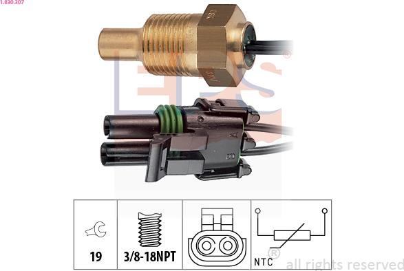 EPS 1.830.307 - Датчик, температура охолоджуючої рідини autozip.com.ua