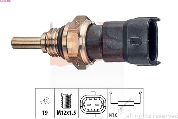 EPS 1.830.386 - Датчик, температура охолоджуючої рідини autozip.com.ua