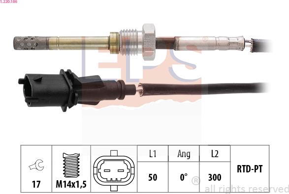 EPS 1.220.186 - Датчик, температура вихлопних газів autozip.com.ua