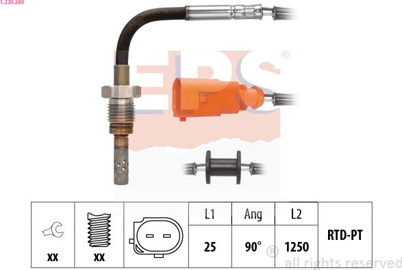 EPS 1.220.280 - Датчик, температура вихлопних газів autozip.com.ua
