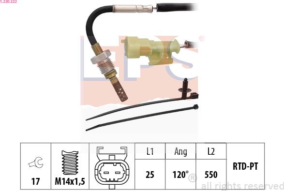 EPS 1.220.222 - Датчик, температура вихлопних газів autozip.com.ua