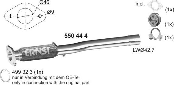 ERNST 550444 - Гофрована труба вихлопна система autozip.com.ua