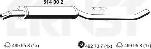 ERNST 514002 - Середній глушник вихлопних газів autozip.com.ua