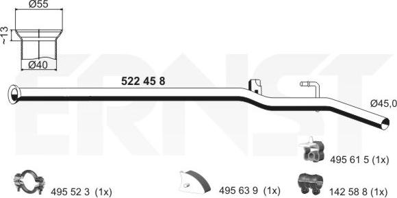 ERNST 522458 - Труба вихлопного газу autozip.com.ua