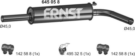 ERNST 645058 - Середній глушник вихлопних газів autozip.com.ua