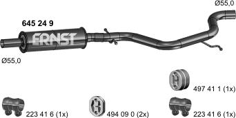 ERNST 645249 - Середній глушник вихлопних газів autozip.com.ua