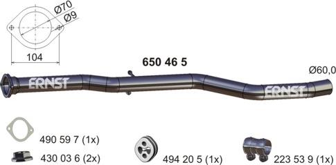 ERNST 650465 - Труба вихлопного газу autozip.com.ua