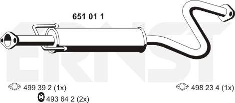 ERNST 651011 - Середній глушник вихлопних газів autozip.com.ua