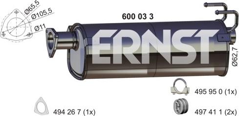 ERNST 600033 - Середній глушник вихлопних газів autozip.com.ua