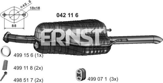 ERNST 042116 - Глушник вихлопних газів кінцевий autozip.com.ua