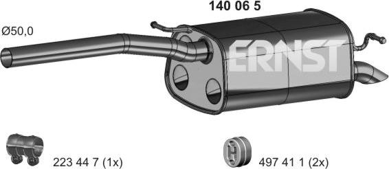 ERNST 140065 - Глушник вихлопних газів кінцевий autozip.com.ua
