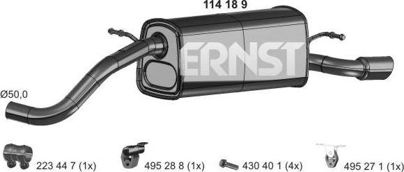 ERNST 114189 - Глушник вихлопних газів кінцевий autozip.com.ua