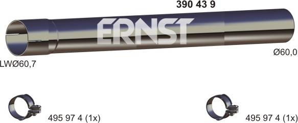 ERNST 390439 - Труба вихлопного газу autozip.com.ua