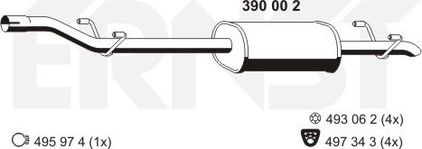 ERNST 390002 - Середній глушник вихлопних газів autozip.com.ua