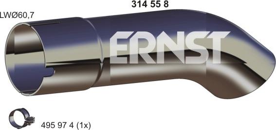 ERNST 332491 - Труба вихлопного газу autozip.com.ua