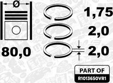 ET Engineteam R1013650VR1 - Комплект поршневих кілець autozip.com.ua