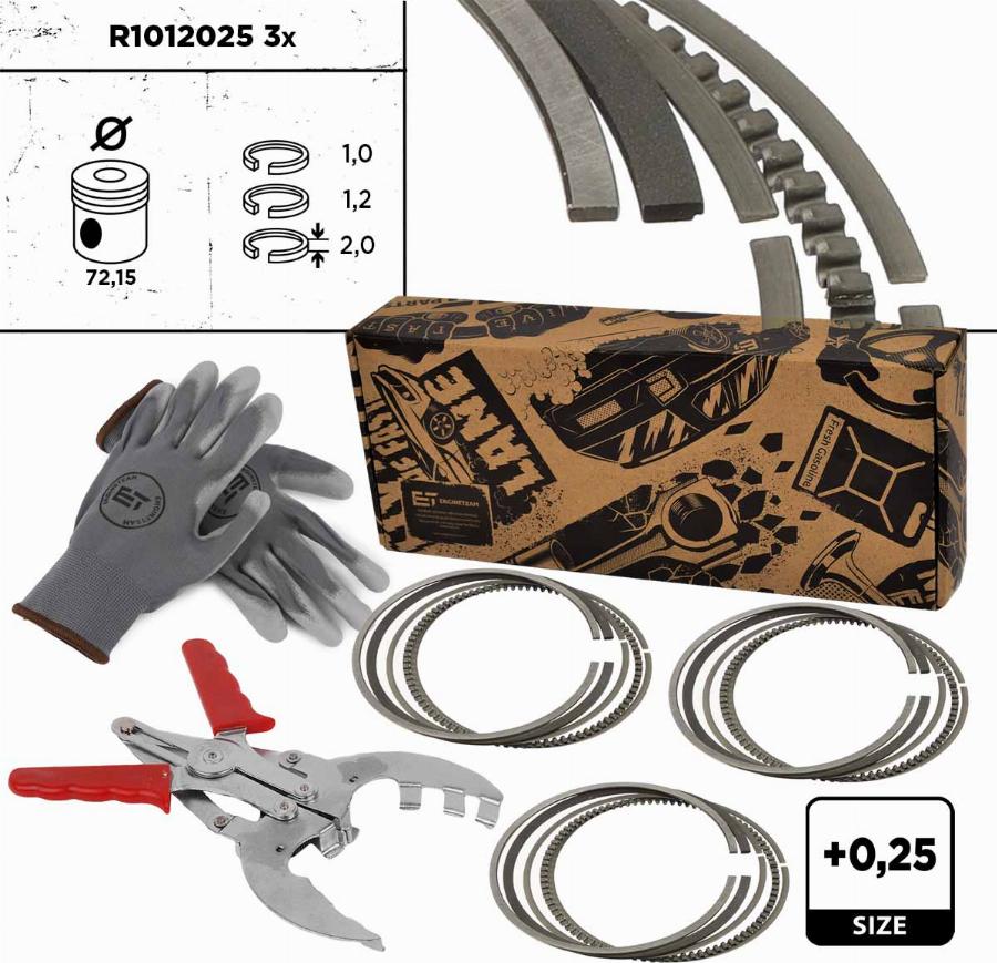 ET Engineteam R1012025VR2 - Комплект поршневих кілець autozip.com.ua