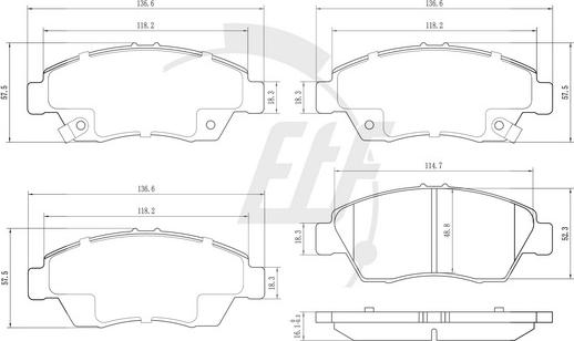 E.T.F. EP0693 - Гальмівні колодки, дискові гальма autozip.com.ua