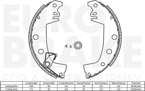 Eurobrake 58492799235 - Комплект гальм, ручник, парковка autozip.com.ua