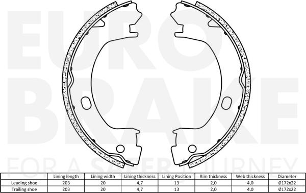 Eurobrake 58492793827 - Комплект гальм, ручник, парковка autozip.com.ua