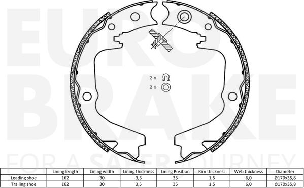 Eurobrake 58492744840 - Комплект гальм, ручник, парковка autozip.com.ua